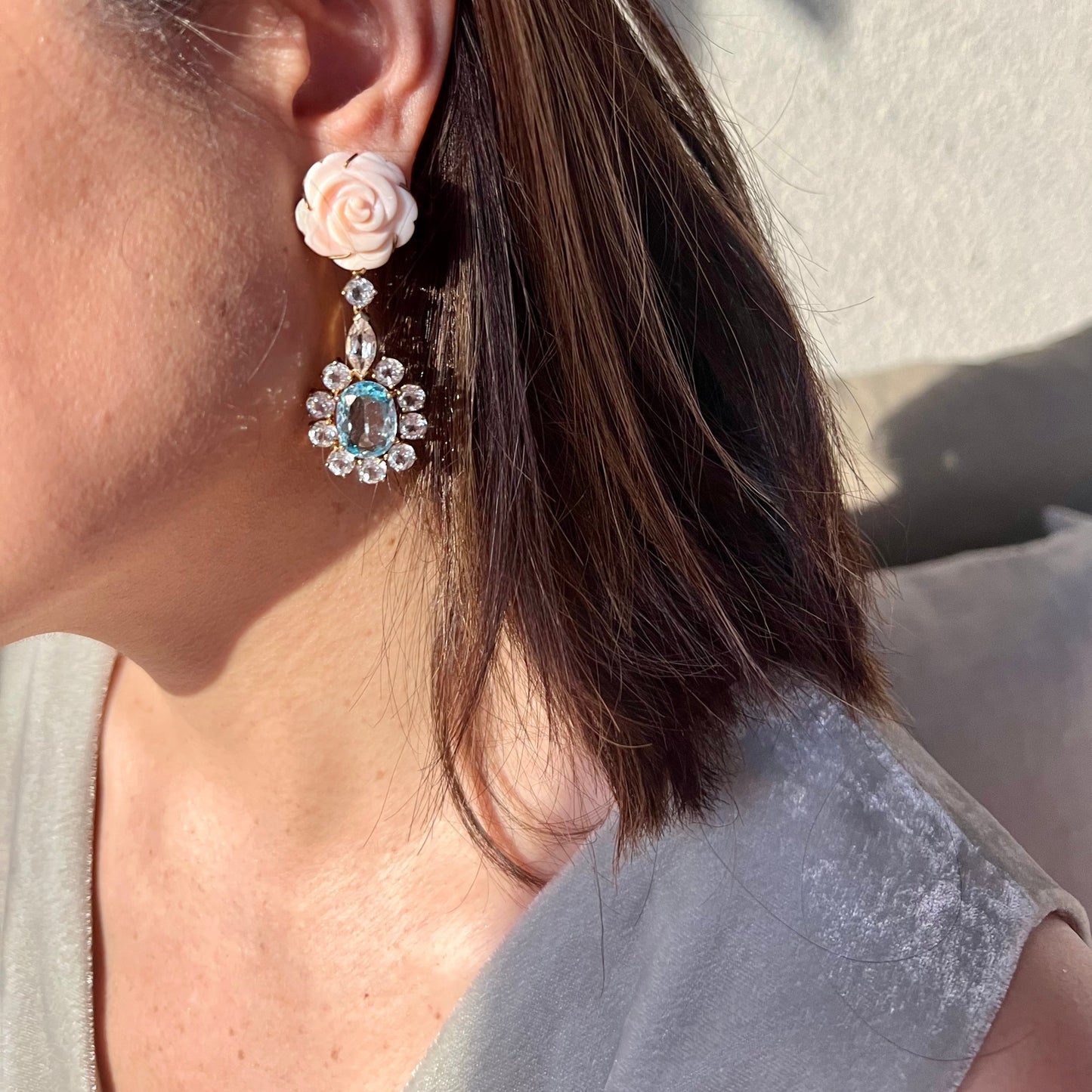 أقراط مورينو من التورمالين والتوباز