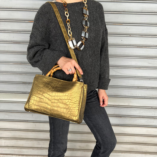 BAMBOO BUTTERFLY L Top Handle Bag