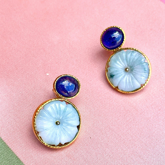 YUAN Blue Sapphire & Jade Earrings