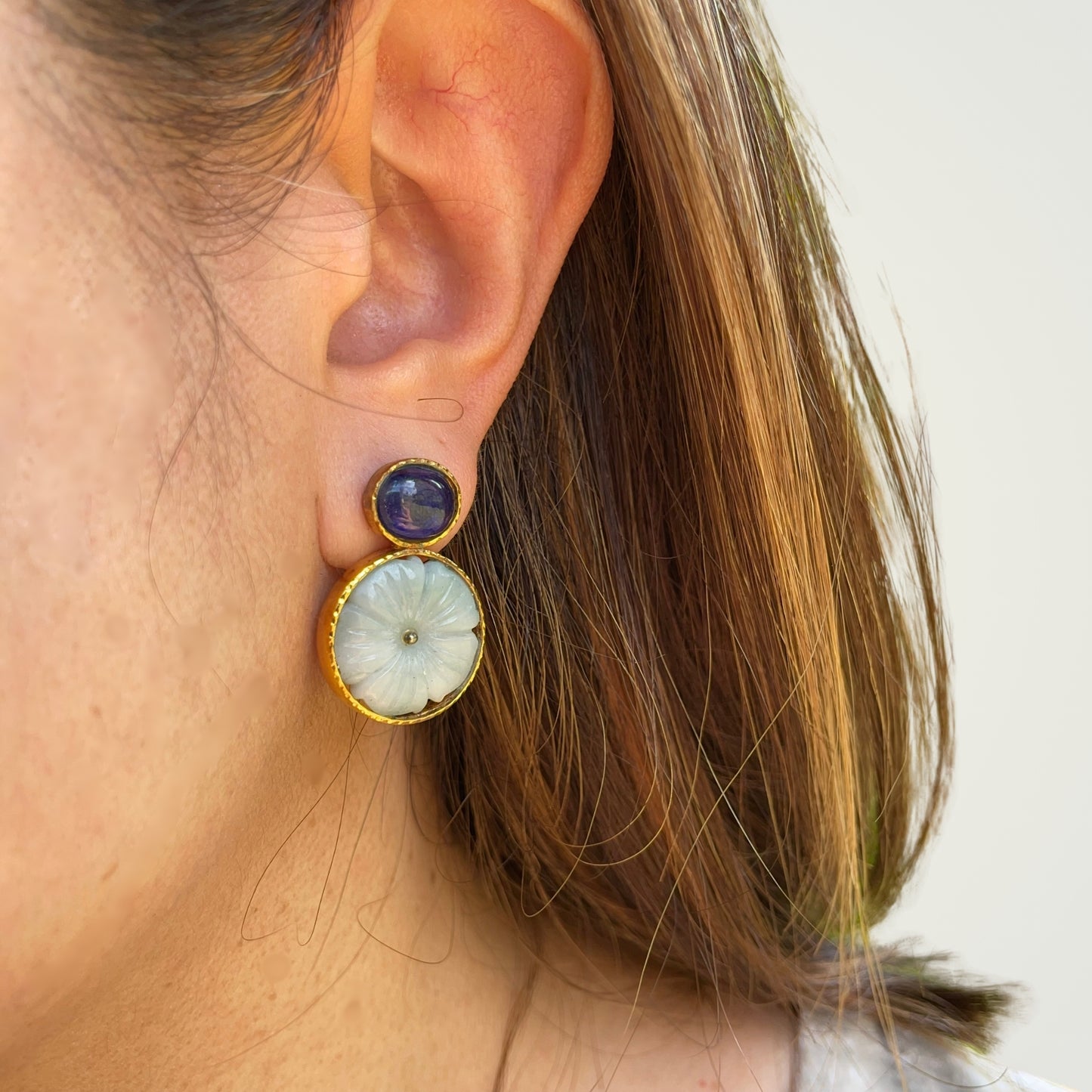 YUAN Blue Sapphire & Jade Earrings