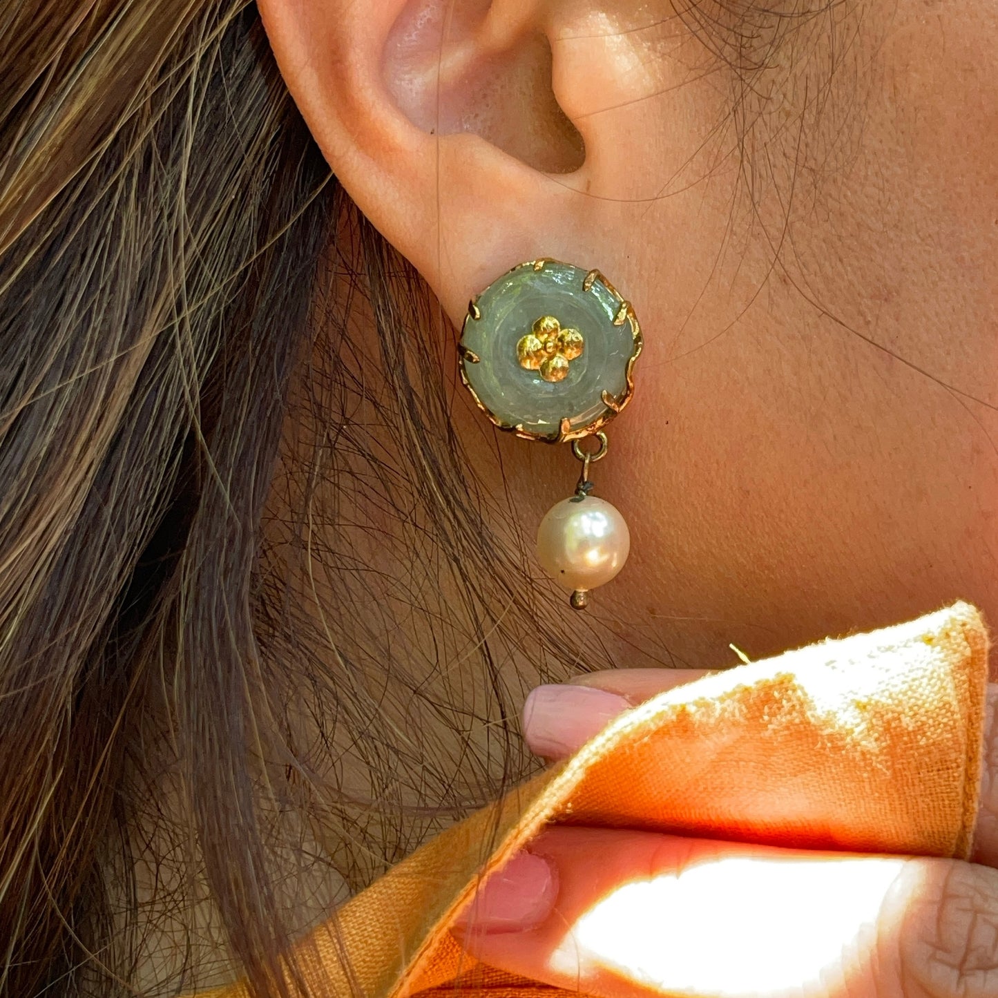 YUAN Jade & Pearl Earrings