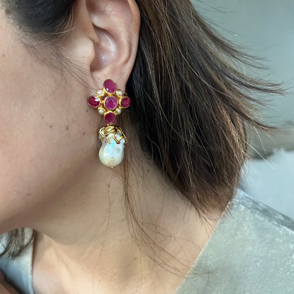 RANI Rubies & Pearl Earrings