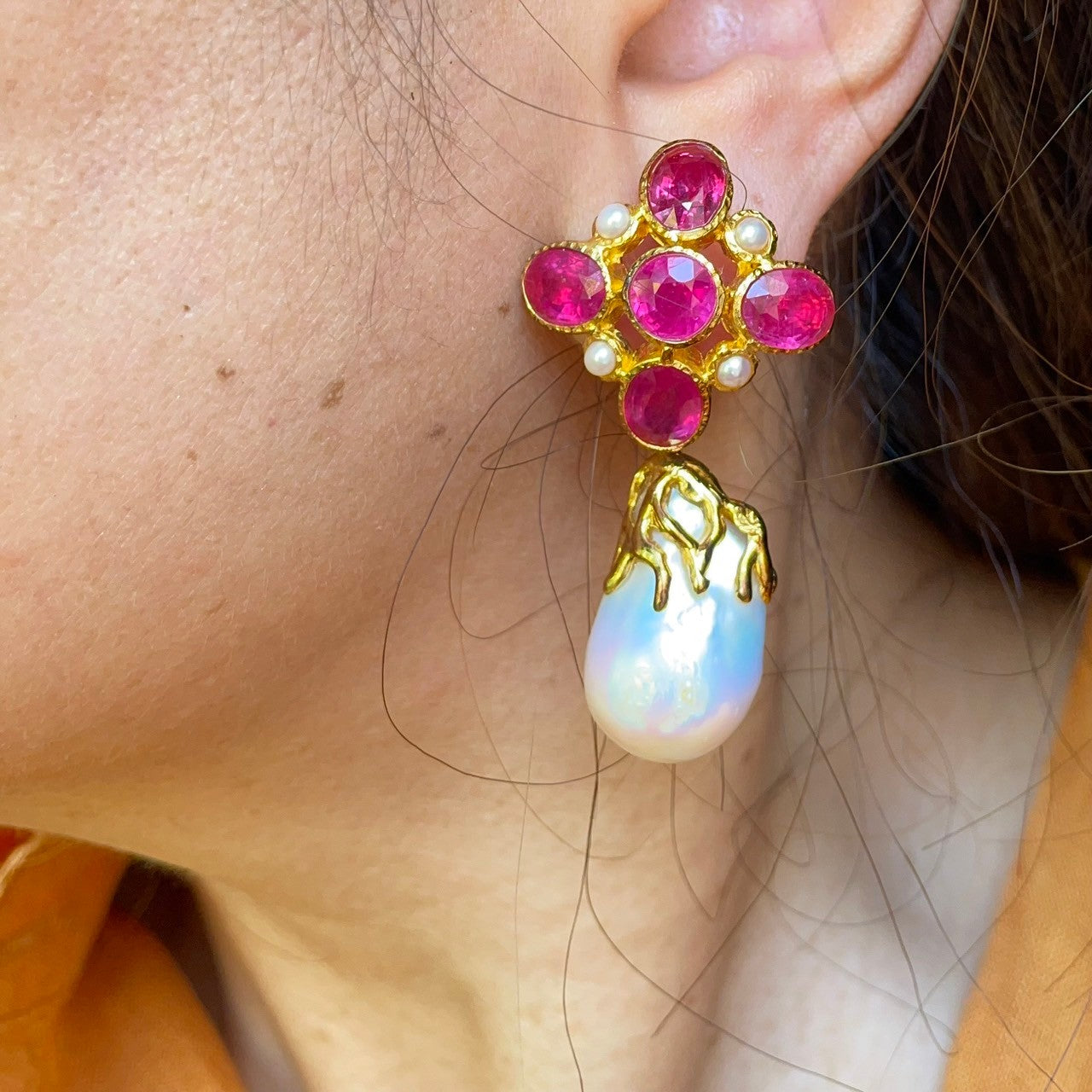 RANI Rubies & Pearl Earrings