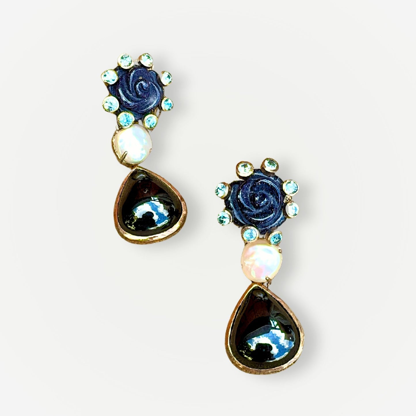 CELESTE Onyx & Topaz Earrings