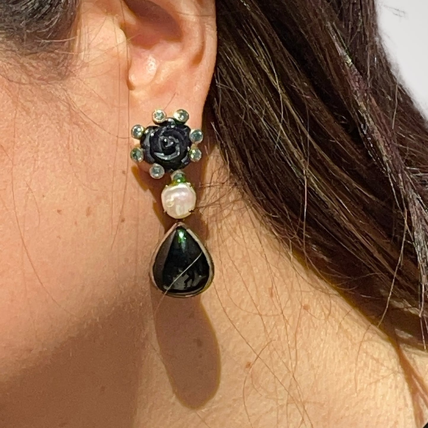 CELESTE Onyx & Topaz Earrings