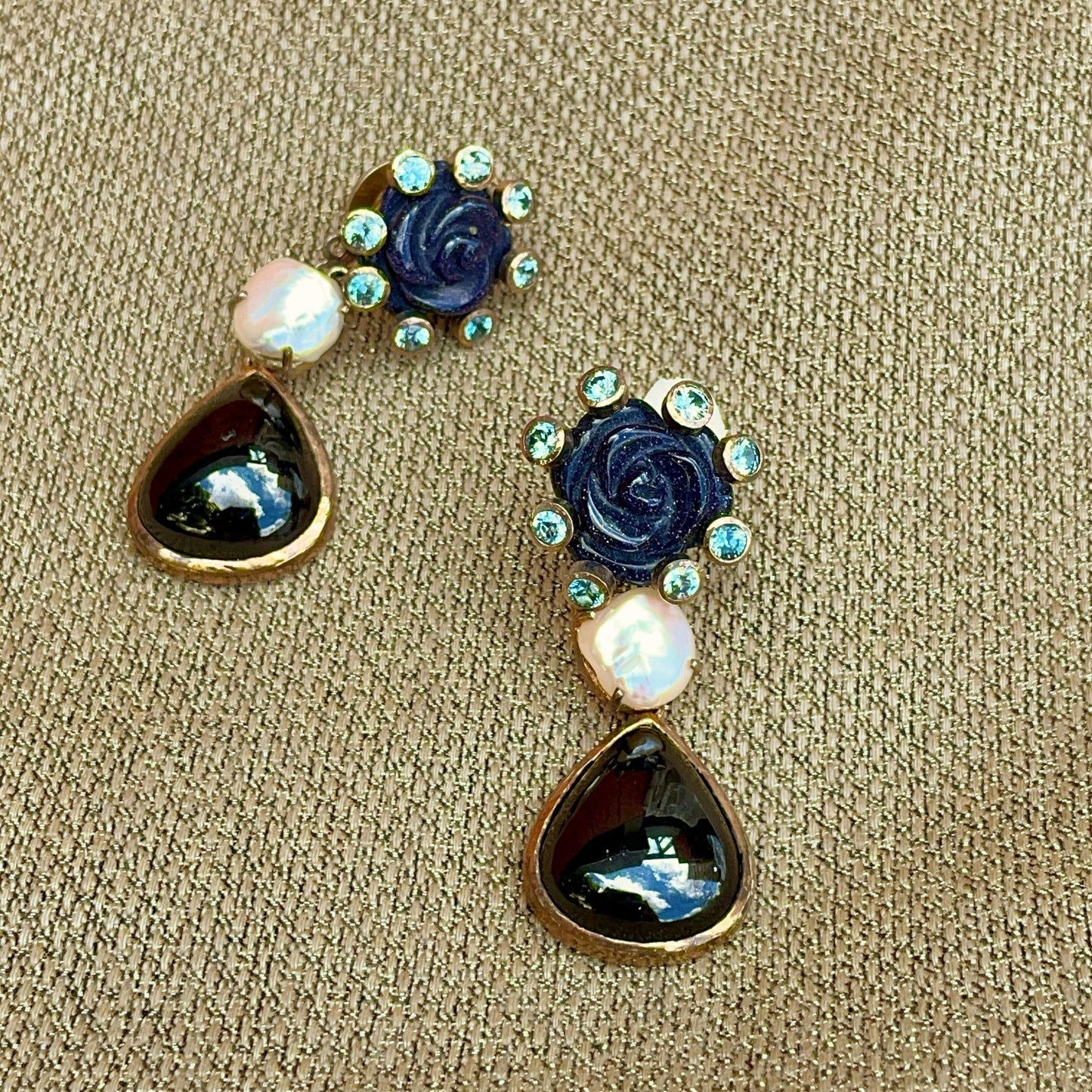 CELESTE Onyx & Topaz Earrings