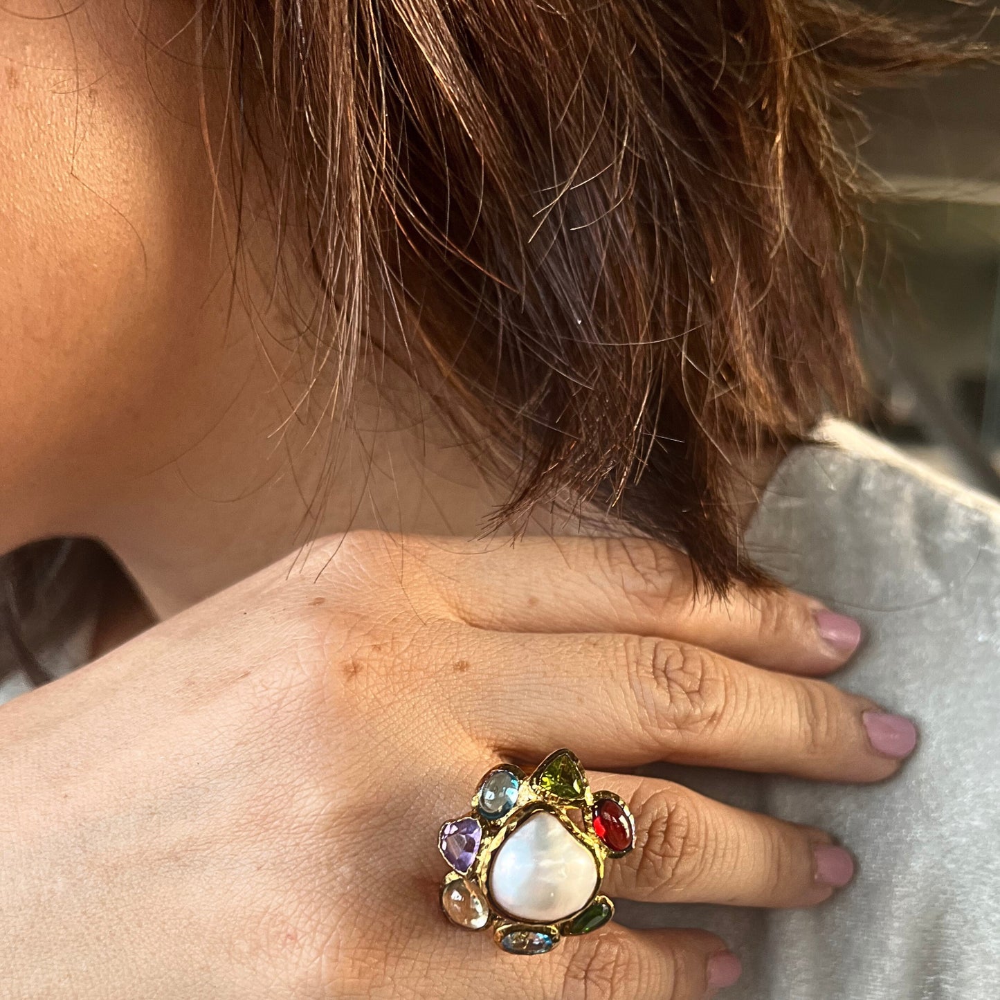 PETALES Pearl & Multi-stones Ring