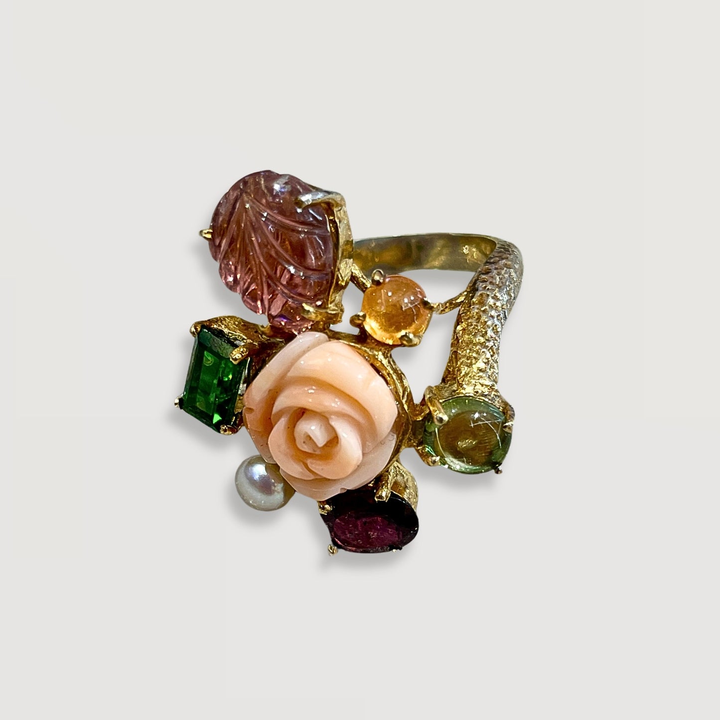 BLOOMS Coral, Pearl & Multi-stones Ring