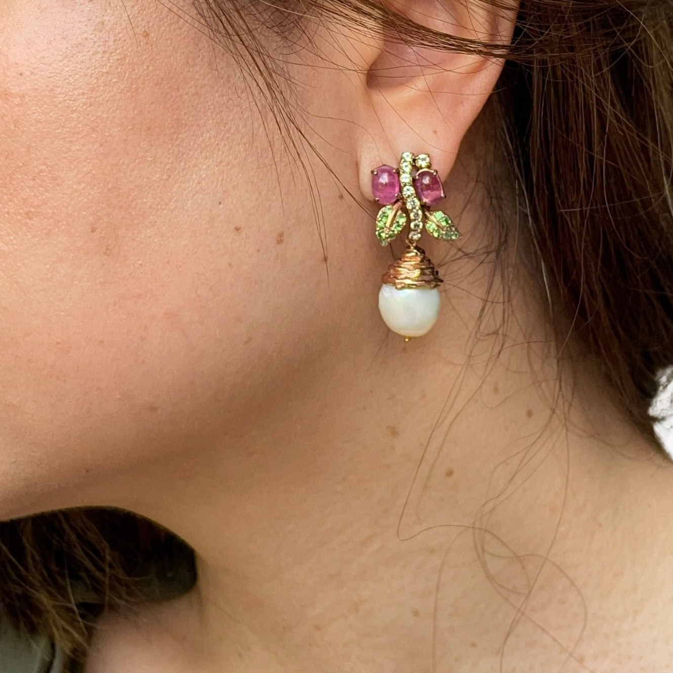 FIORI Tourmaline & Pearl Earrings