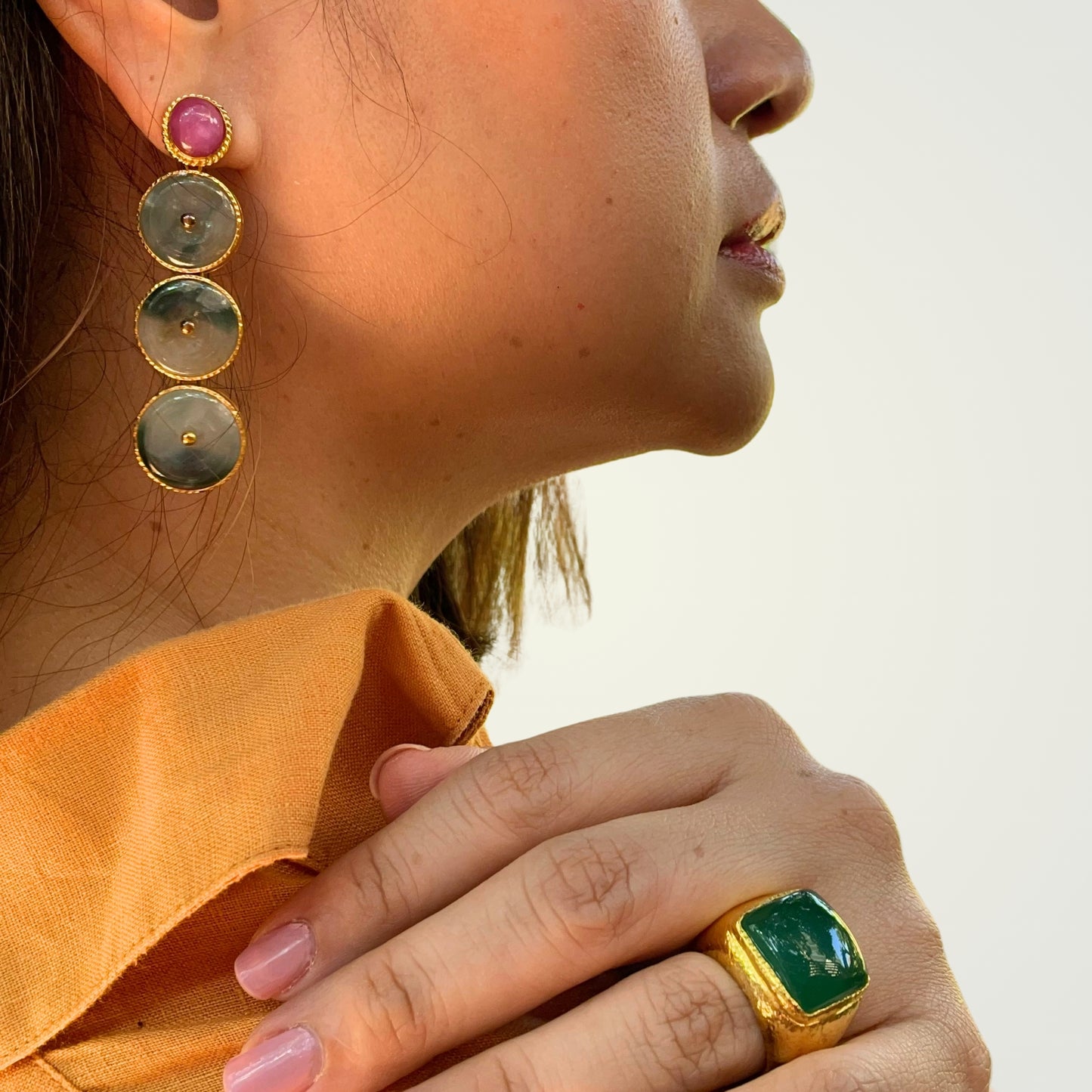 SHAAN Jade & Ruby Earrings