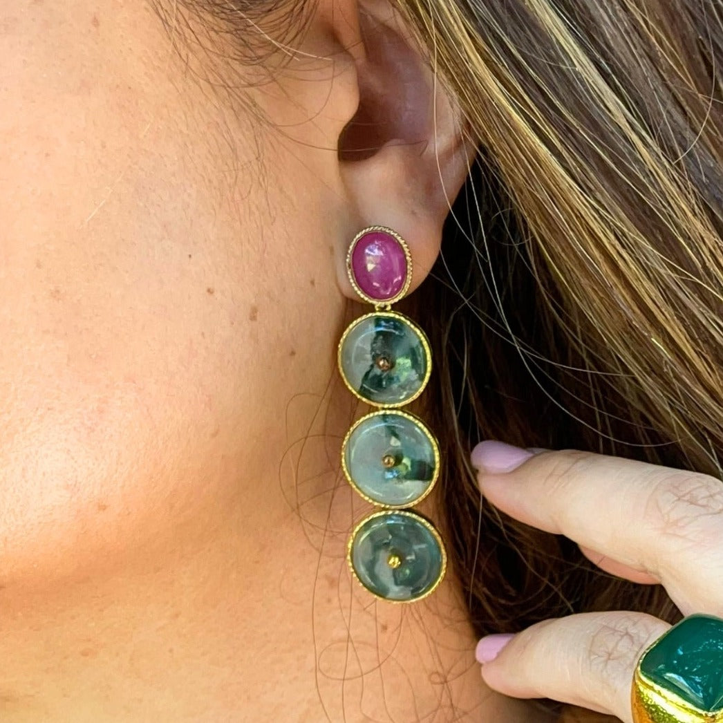 SHAAN Jade & Ruby Earrings