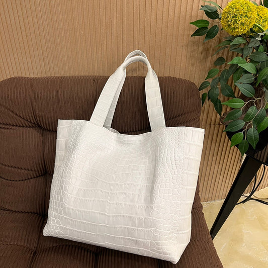 LENA L Tote Bag: White Chalk