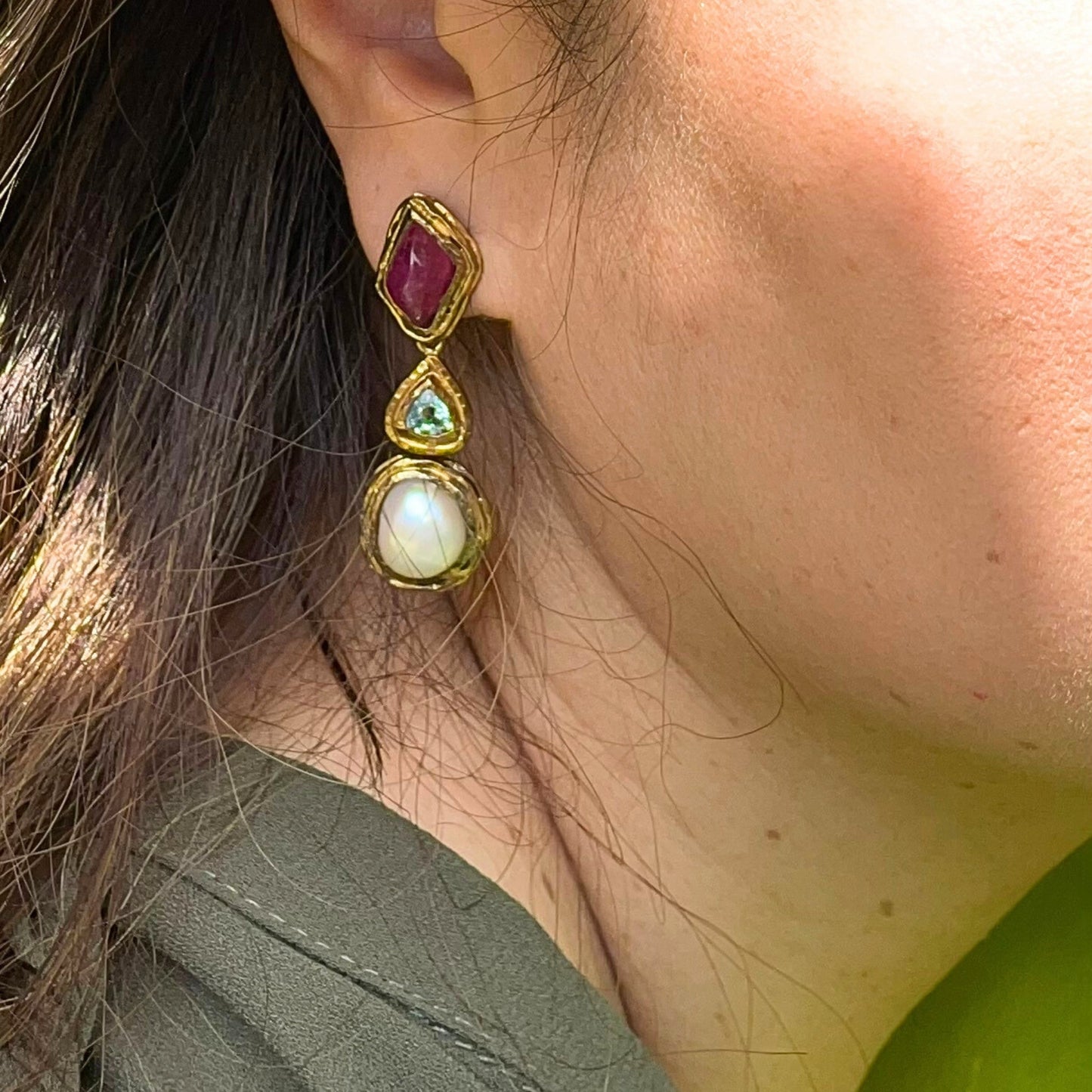 TAI Ruby & Tourmaline Earrings