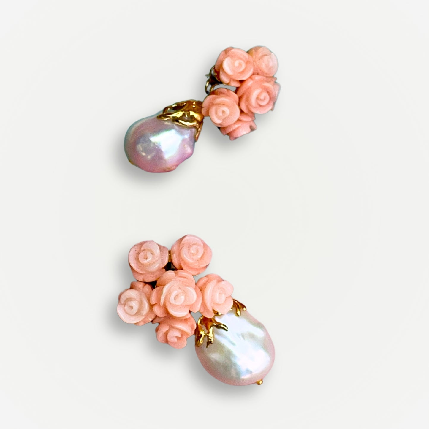 VENUS Rose Coral & Pearl Earrings