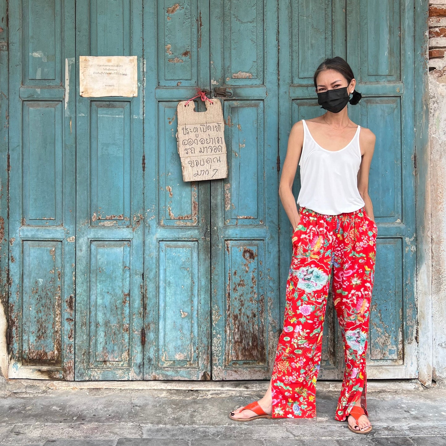 LOTUS POND Pants: Red