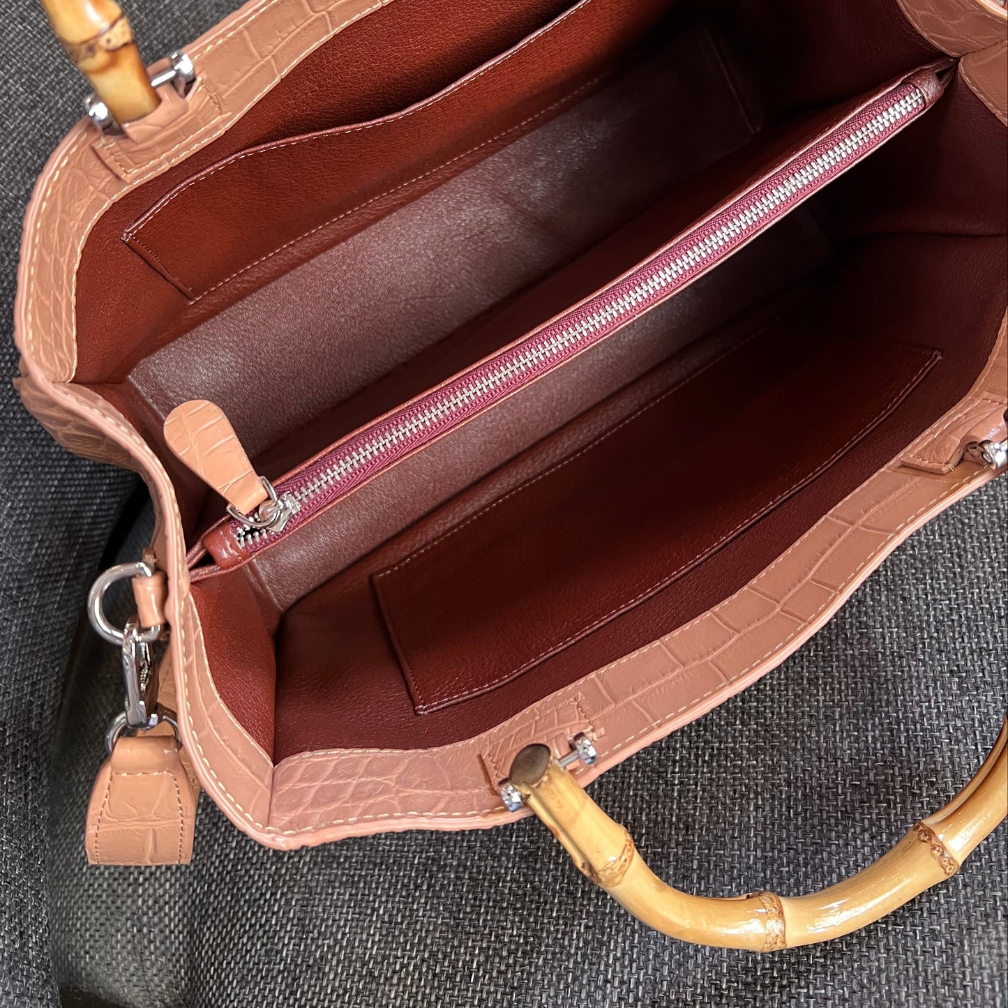 BAMBOO BUTTERFLY 29 Top Handle Bag: Deep Peach