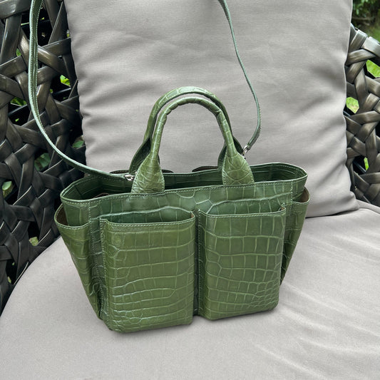 CARRY ALL Top Handle Bag: Olive Green