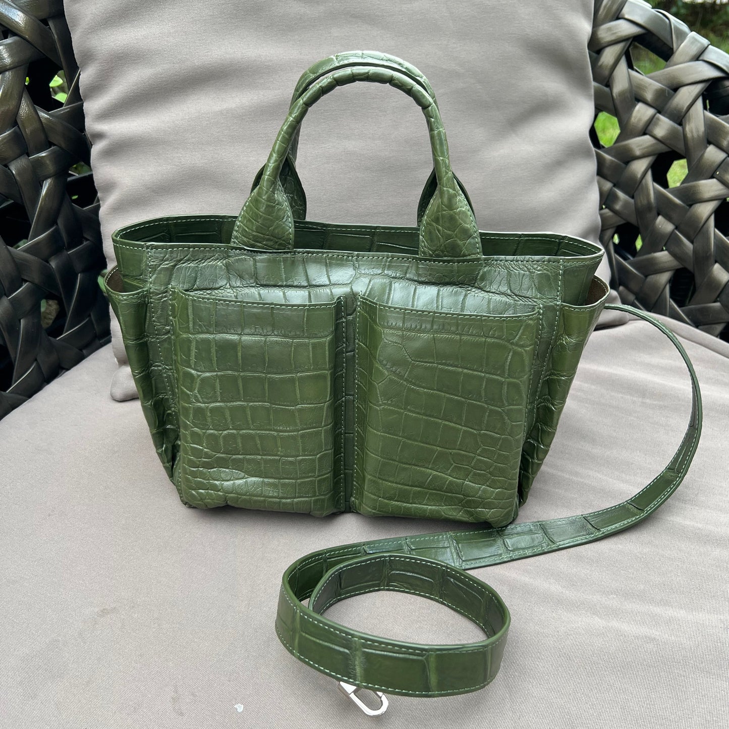 CARRY ALL Top Handle Bag: Olive Green