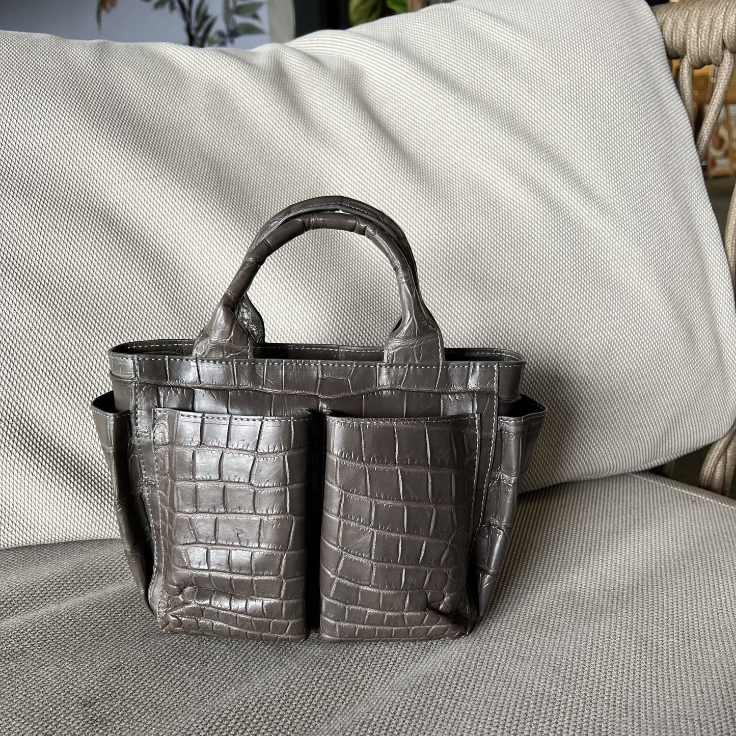 CARRY ALL MINI Top Handle Bag: Storm Silver