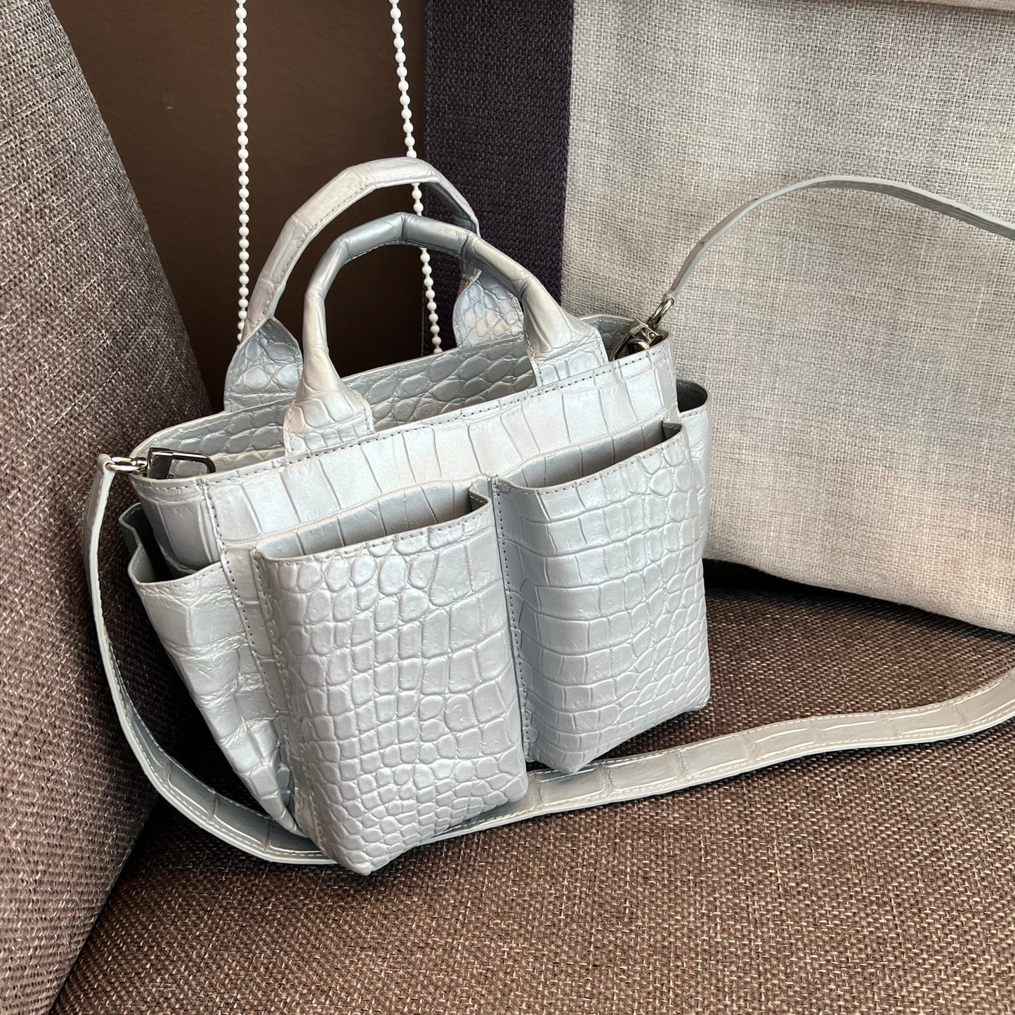 CARRY ALL MINI Top Handle Bag: Lighting Silver