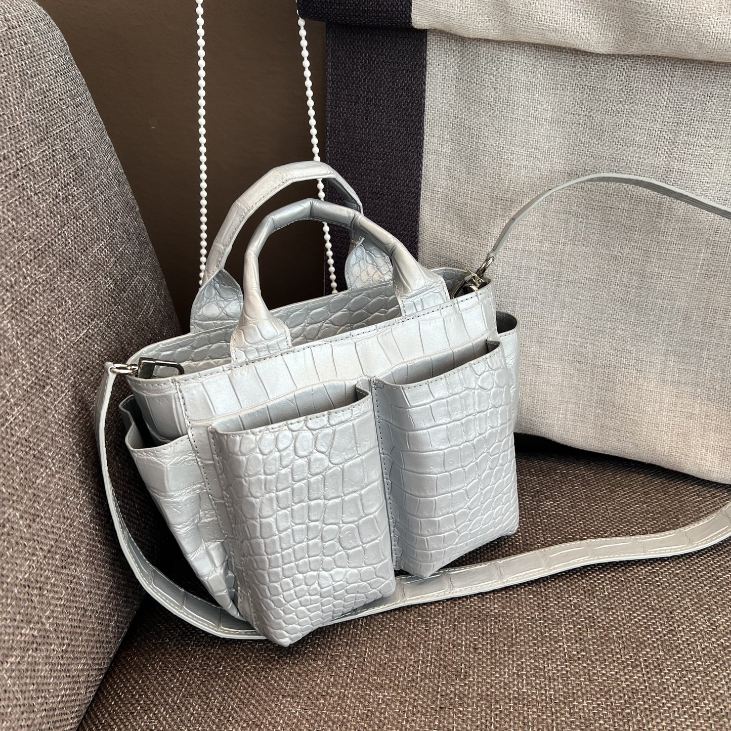 CARRY ALL MINI Top Handle Bag: Storm Silver