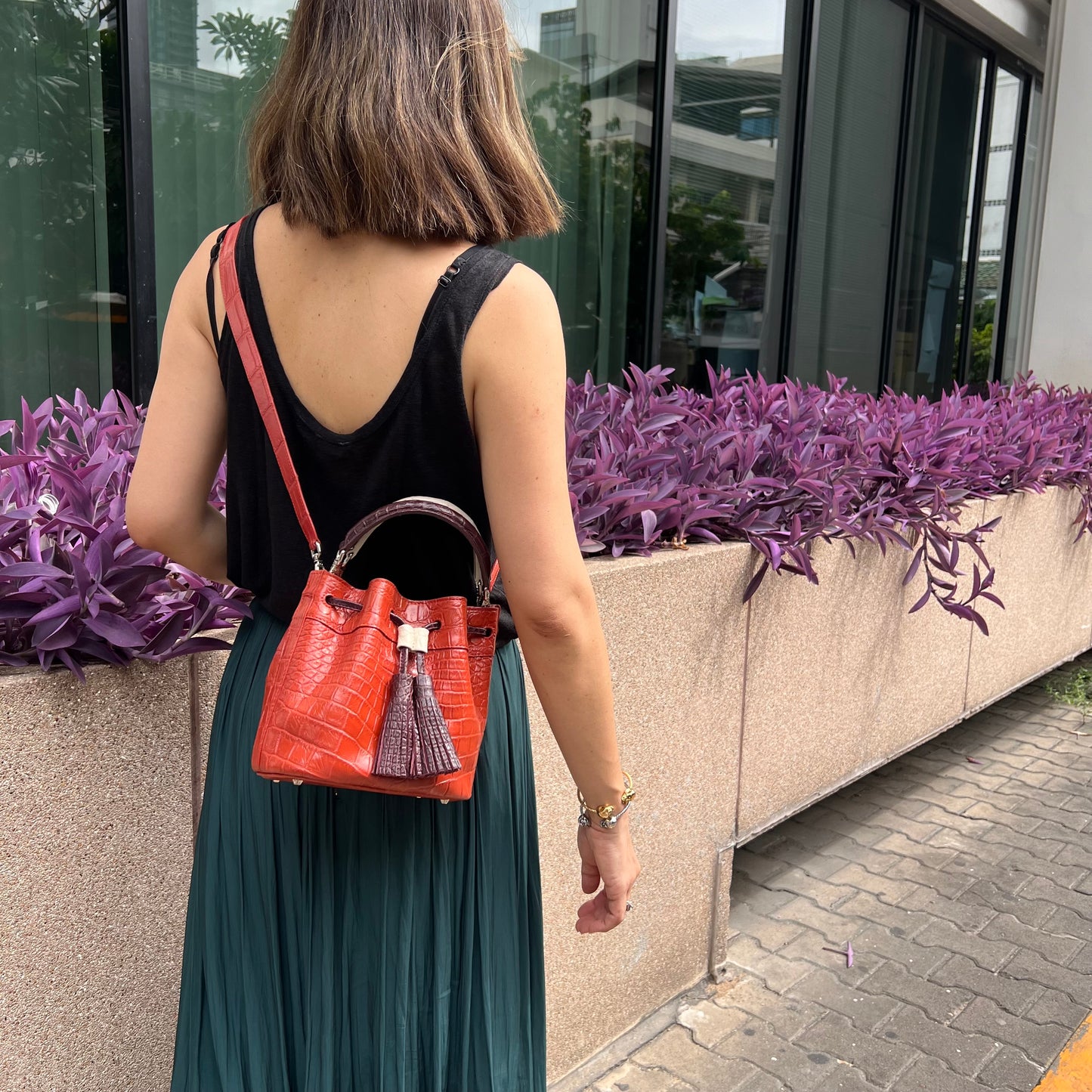 TULIP Top Handle Bag: Rust Orange