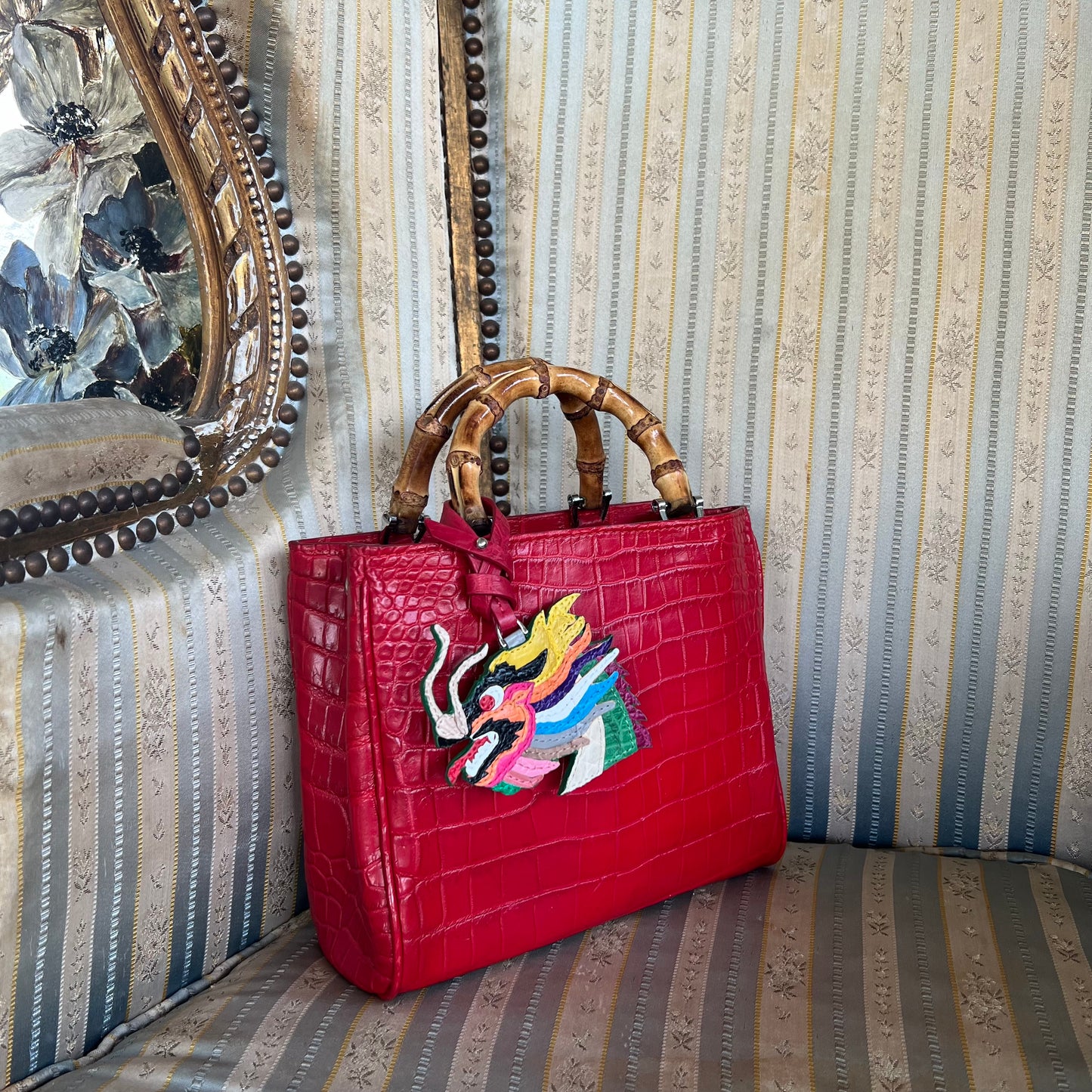 BAMBOO BUTTERFLY 21 Top Handle Bag: Scarlett Red