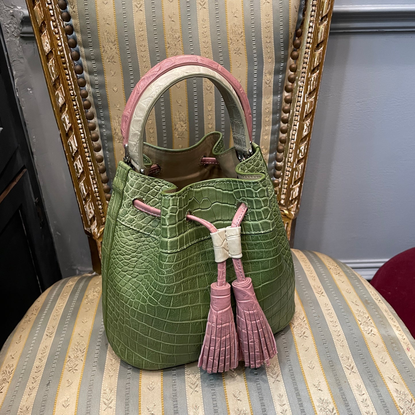 TULIP Top Handle Bag: Olive Green