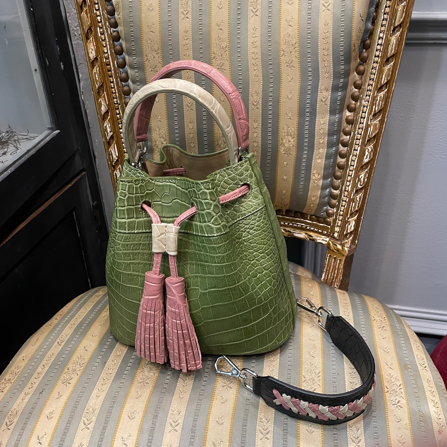 TULIP Top Handle Bag: Olive Green