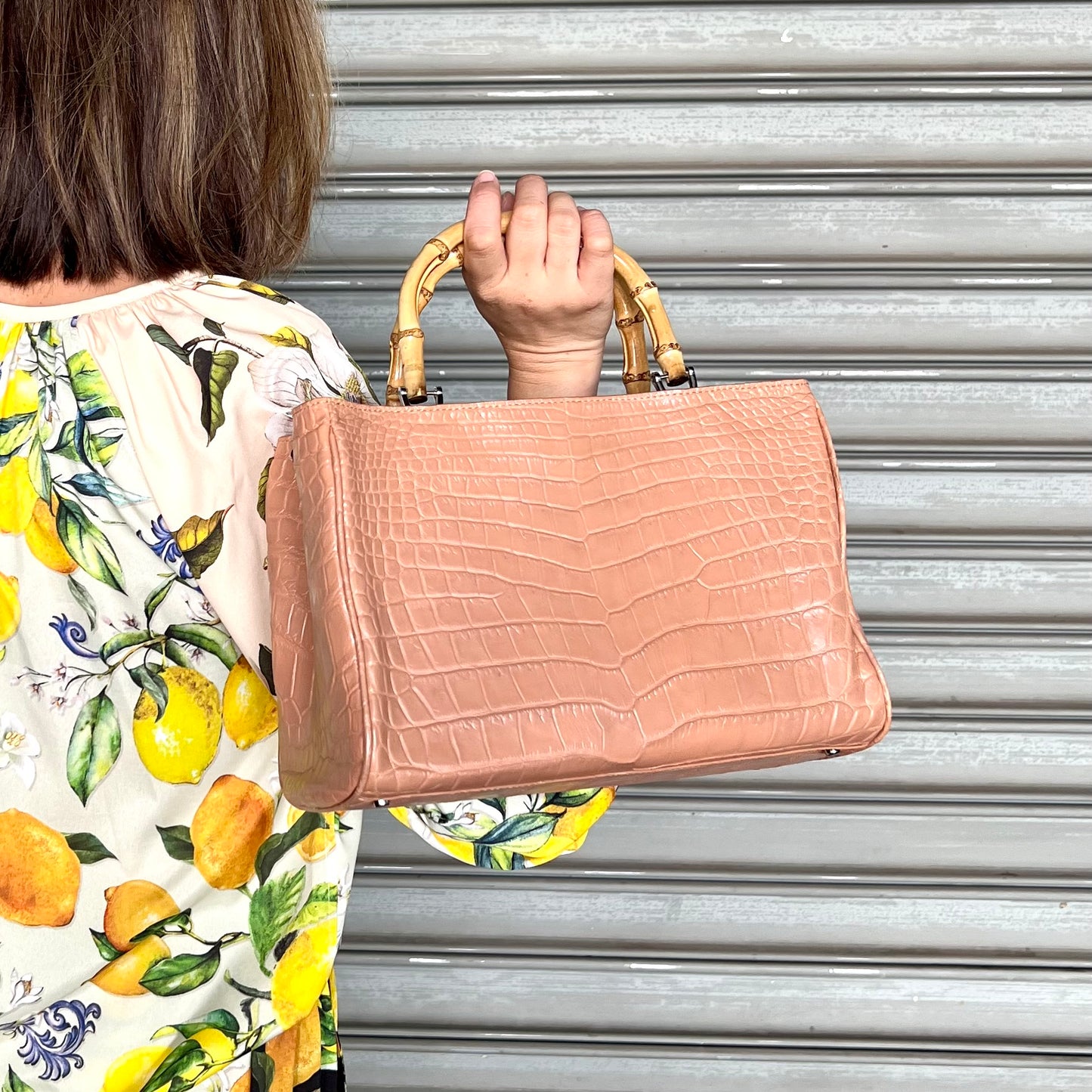 BAMBOO BUTTERFLY 29 Top Handle Bag: Deep Peach