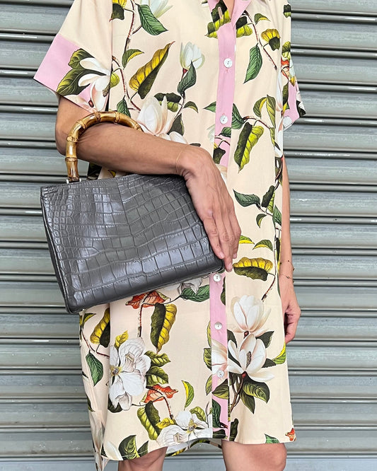 BAMBOO BUTTERFLY M 手提包：灰色