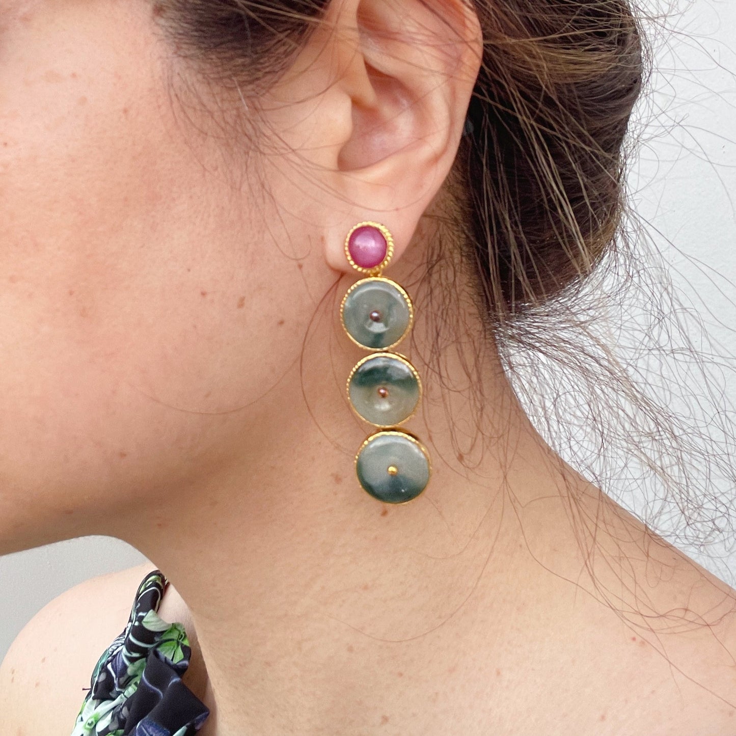 SHAAN Jade & Ruby Earrings