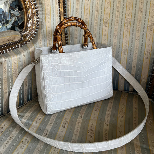 BAMBOO BUTTERFLY 24 Top Handle Bag: Pale Gray