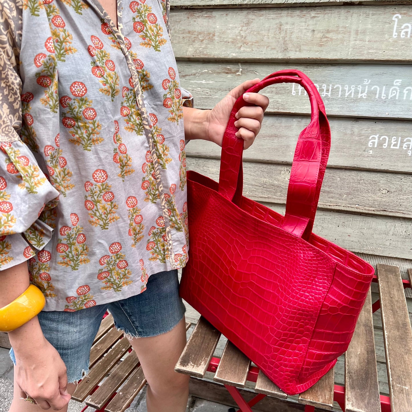 LENA L Tote Bag: Engine Red