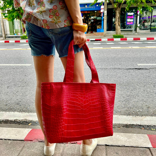 LENA L Tote Bag: Engine Red