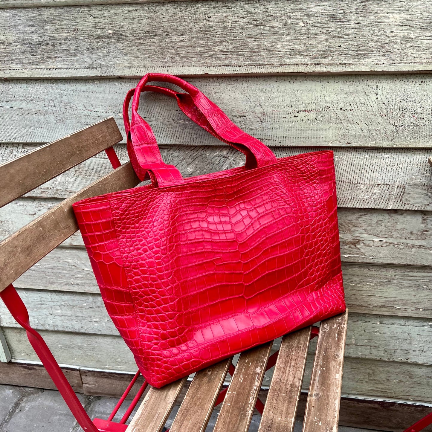 LENA L Tote Bag: Engine Red