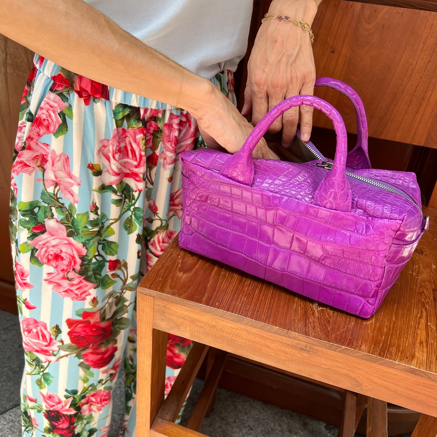 BREAD LOAF Top Handle Bag: Persian Purple